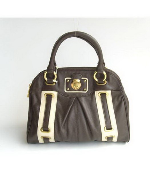 Marc Jacobs a righe Hudson Bag_Coffee Pelle